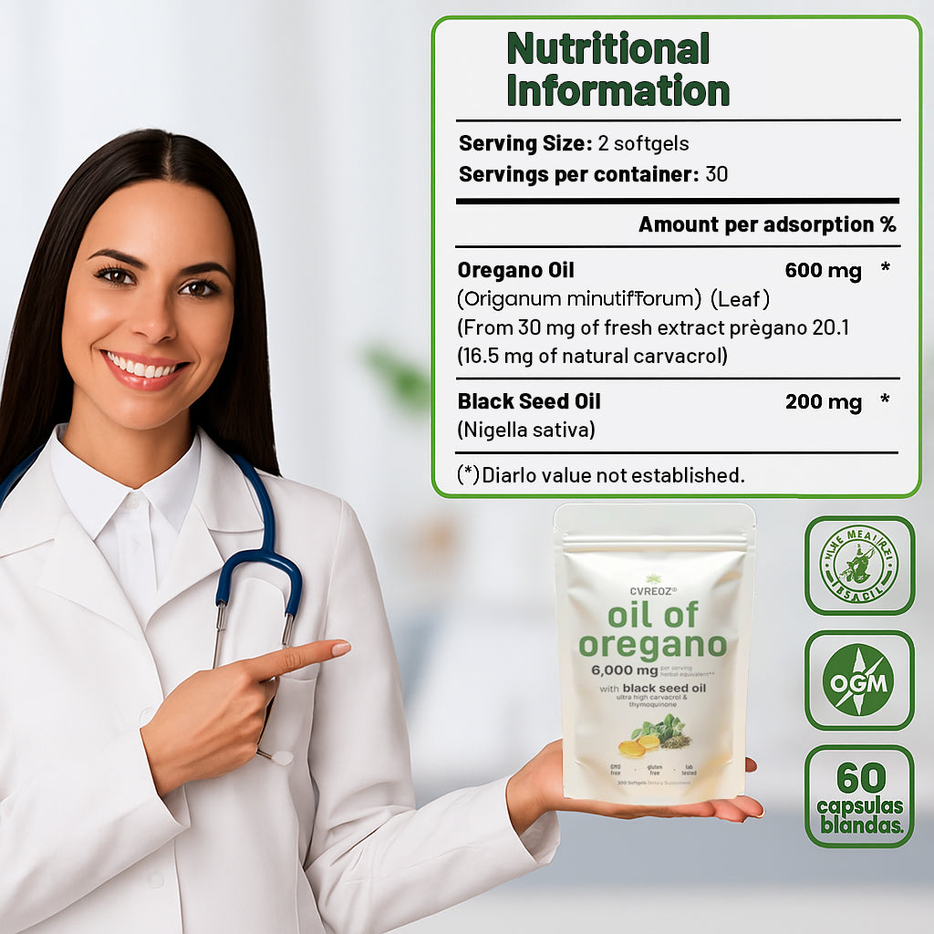 Cvreoz® Oil of Oregano & Black Seed Softgels🌱Powerful Immune & Gut Support💊Clinically Backed Formula🔴