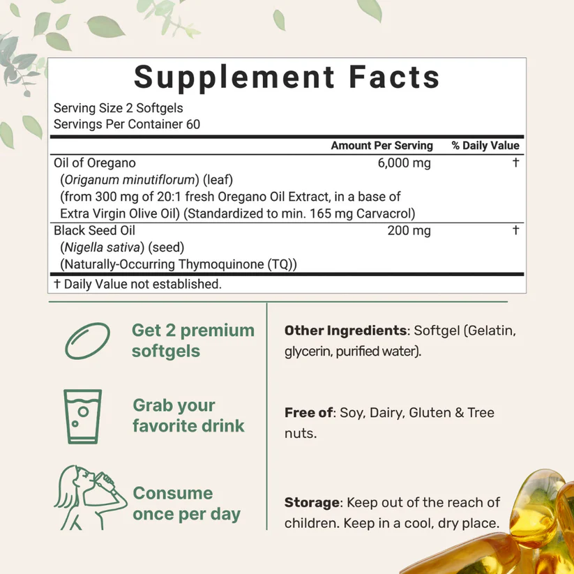 Cvreoz® Oil of Oregano & Black Seed Softgels🌱Powerful Immune & Gut Support💊Clinically Backed Formula🔴
