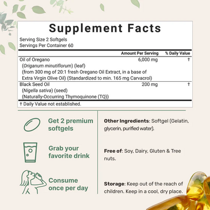Cvreoz® Oil of Oregano & Black Seed Softgels🌱Powerful Immune & Gut Support💊Clinically Backed Formula🔴